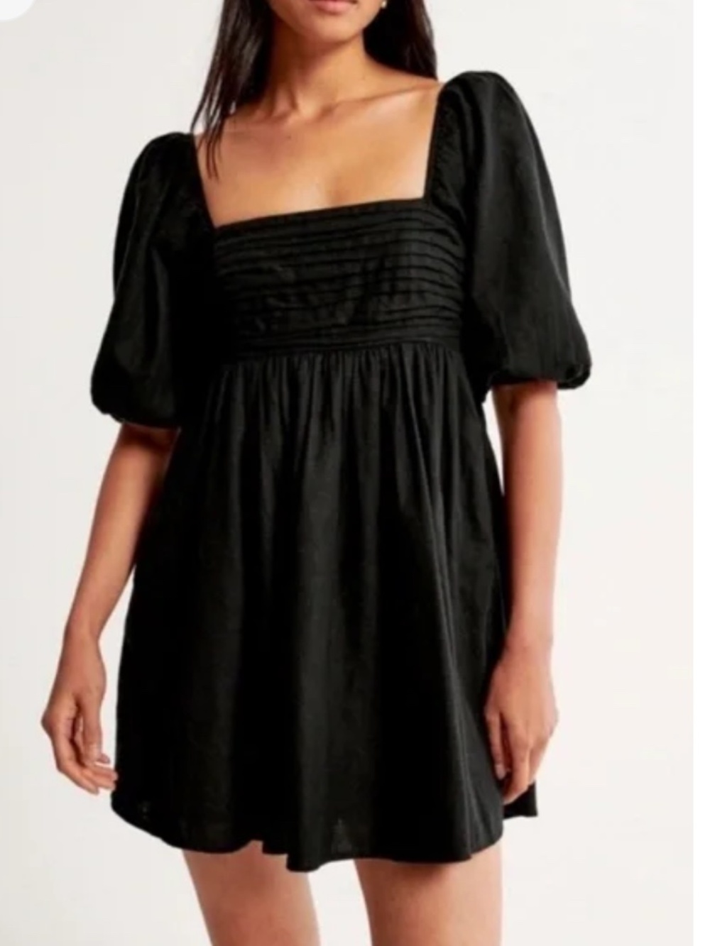 Abercrombie & Fitch Emerson Poplin Puff Sleeve Mini Dress Black Size S
